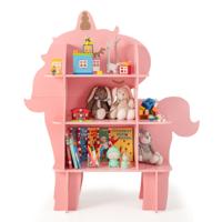 Kinderrek 2 Niveaus Houten Speelgoedrek met Open Planken Schattige Boekenkast Kinderkamerrek voor Kinderkamer Speelkamer