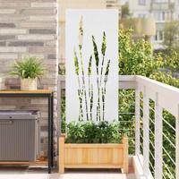 Tuin Privacy Screen Bloemen Wit 50 x 140 cm Koudgewalst staal
