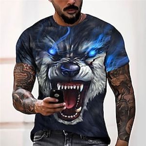 Voor heren Uniseks T-shirt Wolf Grafische prints Strakke ronde hals Lichtgroen blauw Donkergroen 3D-afdrukken Buiten Straat Korte mouw Afdrukken Kleding Sport Ontwerper Casual Groot en klein Lightinthebox