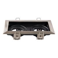 Durham Dubbel LED Inbouwspot - Kantelbaar armatuur - 10x18 cm - GU10 Fitting incl. lamphouder - Vierkant - IP20 voor binnen - RVS