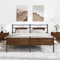 Bedframe zonder matras metaal bruin eikenkleur 183x213 cm