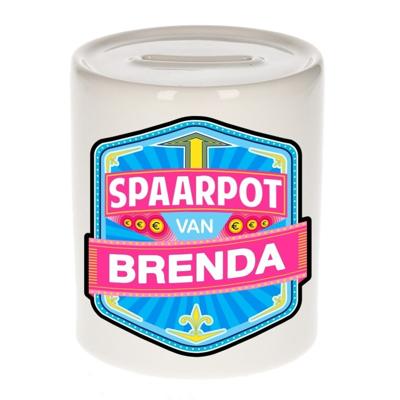 Kinder spaarpot met naam - Brenda - keramiek - met dop - wit - Sparen - Spaargeld van Brenda