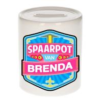 Kinder spaarpot met naam - Brenda - keramiek - met dop - wit - Sparen - Spaargeld van Brenda