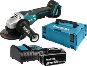 Makita DGA505ZJ + 3,0 Ah accu en lader