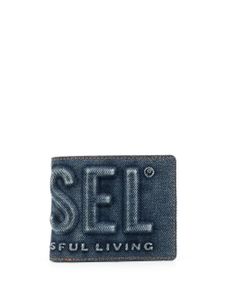 Diesel portefeuille en jean à logo embossé - Bleu