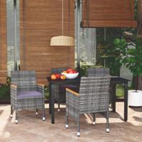 5-delige Tuinset met kussens poly rattan grijs