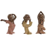 Decoratieve figuren Home ESPRIT Oranje Koraal Limoen Hars Monnik Orientaals 11,5 x 5,5 x 14,5 cm (3 Stuks)