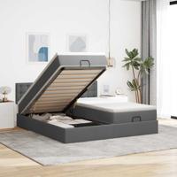 Ottoman bed met matrassen 160x200cm stof donkergrijs