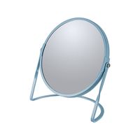 Make-up spiegel Cannes - 5x zoom - metaal - 18 x 20 cm - blauw - dubbelzijdig - Make-up spiegeltjes - thumbnail