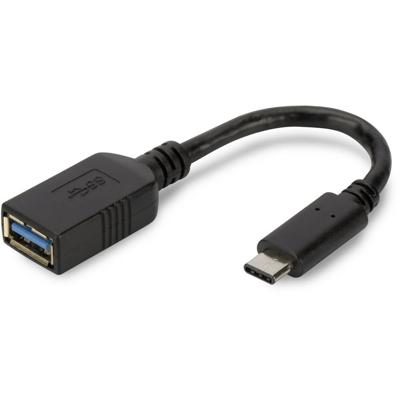 Digitus USB 3.2 Gen 1 (USB 3.0) Adapter [1x USB 3.2 Gen 1 bus A (USB 3.0) - 1x USB 3.2 Gen 1 stekker C (USB 3.0)] AK-300315-001-S 0.15 m Rond, Stekker past op