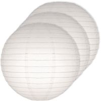 3x Witte bruiloft versiering lampionnen rond 25 cm   -