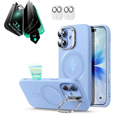 iPhone 17 Cloud Soft Magnetic Case (Camera Control, Stash Stand) Armorite Privacy Protection Bundle - Mist Blue