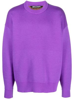 Palm Angels pull en maille à motif palmier - Violet