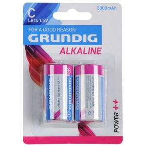 2x Grundig Alkaline batterijen LR14 C 1,5 V