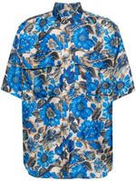 Moschino chemise en soie à fleurs - Bleu