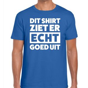 Dit shirt ziet er echt goed uit tekst t-shirt blauw heren