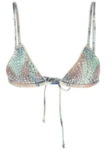 The Attico brassière en jean à ornements strassés - Vert