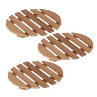 Pannenonderzetter - Set van 3x stuks - rond - 15 x 15 cm - hout - onderzetter - treefje