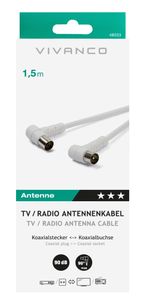 Vivanco Antenne Aansluitkabel [1x Antennestekker 75 Ω - 1x Antennebus 75 Ω] 1.50 m 90 dB Wit