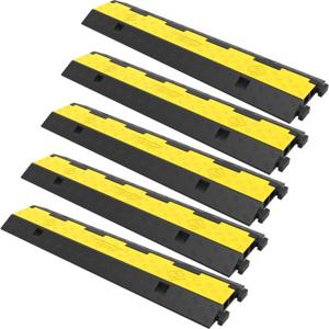 VEVOR Kabelgoot Opritbescherming kabeldoorvoer op de Grond PVC/Rubber Modulaire Kabel Kabelbrug Laadvermogen: 5Stucks 2Kanalen Kabel Bescherming