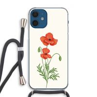 Red poppy: iPhone 12 Transparant Hoesje met koord