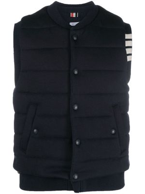 Thom Browne gilet matelassé à détails rayés - Bleu