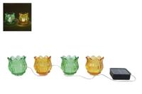 Lichtsnoer LED Tulp 4x solar groen/geel glas Lichtsnoer LED Tulp 4x solar groen/geel glas