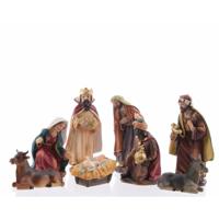 Kerststal beelden - 8x st - 12 cm - polyresin - kerstgroep - kerstbeelden - thumbnail