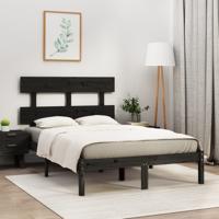 Bedframe massief hout zwart 140x190 cm