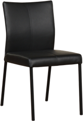 Set van 6 zwarte leren eetkamerstoelen Basic Toledo Leer Nero poot zwart