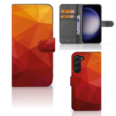 Book Case voor Samsung Galaxy S23 Plus Polygon Red | Portemonnee hoesje