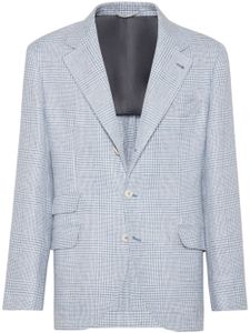 Brunello Cucinelli blazer en lin à carreaux - Bleu