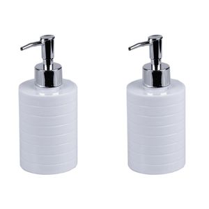 2x Stuks Zeeppompje/dispenser kunststof wit 7 x 17 cm