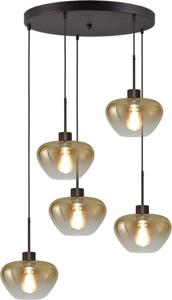 Masterlight 5-lichts hanglampGenua zwart met 5x goud glas Ø 24cm - 2972-05-05-50-5-24