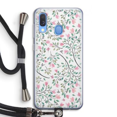 Sierlijke bloemen: Samsung Galaxy A40 Transparant Hoesje met koord