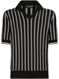 Dolce & Gabbana polo rayé à patch DG - Noir