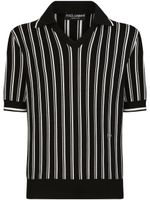 Dolce & Gabbana polo rayé à patch DG - Noir