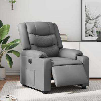 Fauteuil verstelbaar elektrisch kunstleer grijs