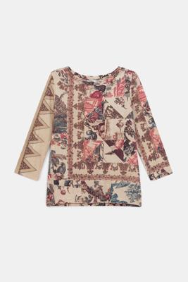 T-shirt met boho-patch - WHITE - XS