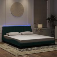 Bedframe met LED-verlichting fluweel donkergroen 180x200 cm