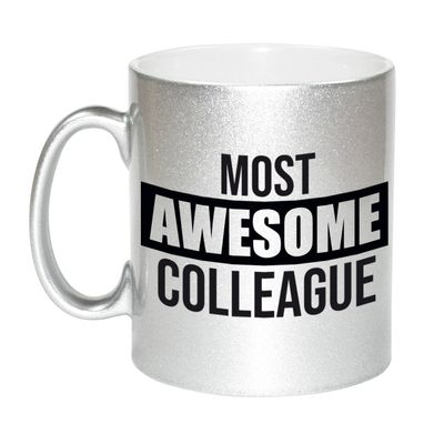 1x stuks collega cadeau mok / beker zilver most awesome colleague