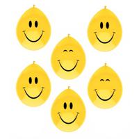 Haza Ballonnen Smile - 18x stuks - Emoticon - verjaardag - geel - 29 cm