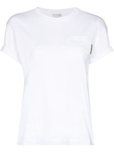 Brunello Cucinelli t-shirt à manches retroussées - Blanc