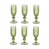 Set van bekers Home ESPRIT Groen Kristal 160 ml (6 Stuks)