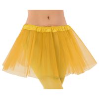 Dames verkleed rokje/tutu - tule stof met elastiek - geel - one size - thumbnail