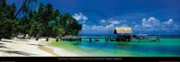 Kunstdruk Tom Mackie - Beach and Jetty with Boat 95x33cm