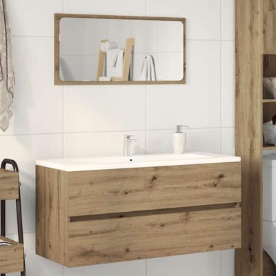 Wastafelkast 100x38,5x45 cm bewerkt hout artisanaal eikenkleur