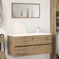 Wastafelkast 100x38,5x45 cm bewerkt hout artisanaal eikenkleur