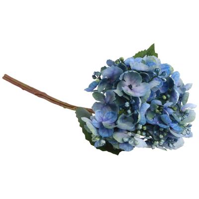 Kunstbloem Hortensia tak - blauw - 35 cm - losse steel - Kunst zijdebloemen
