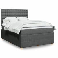 Boxspring met matras stof donkergrijs 140x190 cm